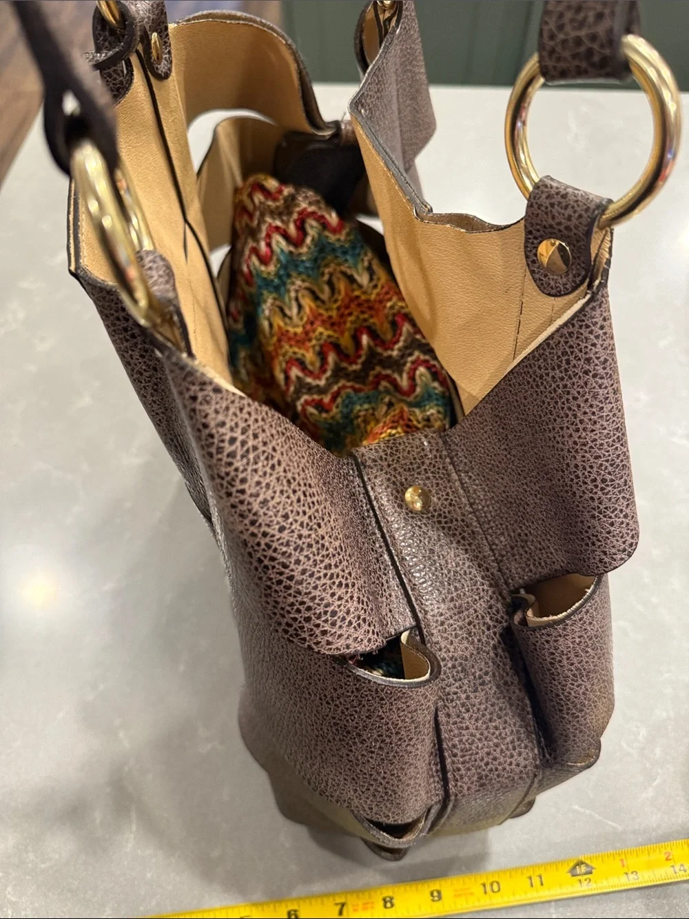 Leather Textured Brown Women's Shoulder Tote